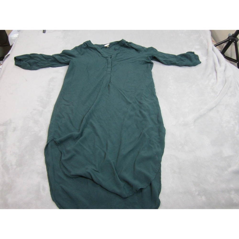 Cupio Tunic Top Womens Large Green Long Sleeve High Low V-Neck‎ Casual